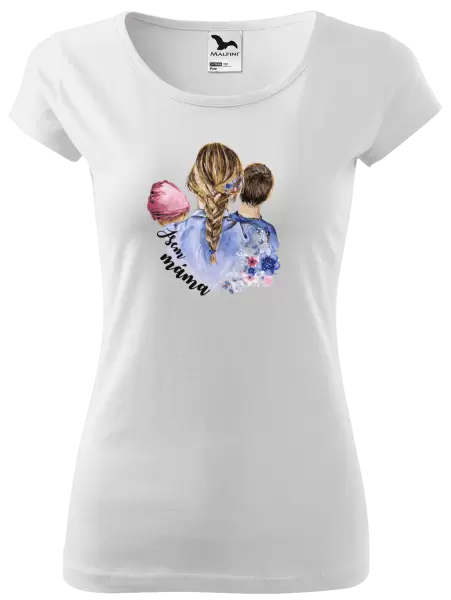 Dámské tričko Jsem máma - holčička a kluk