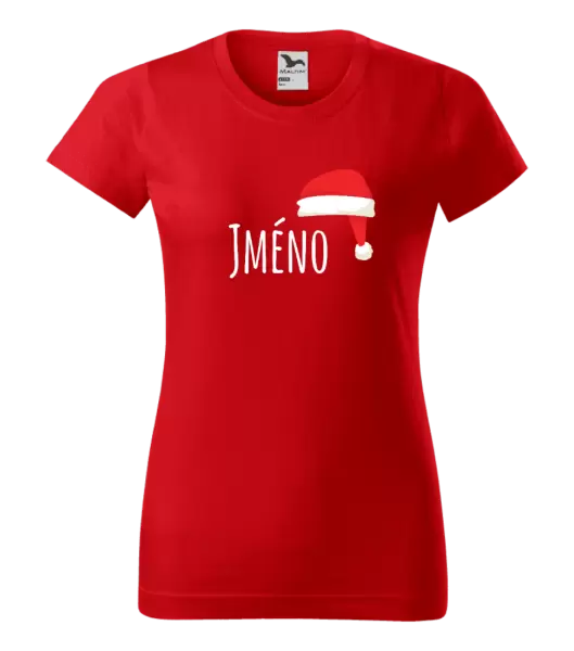 Dámské vánoční tričko Vánoční čepice - jméno
