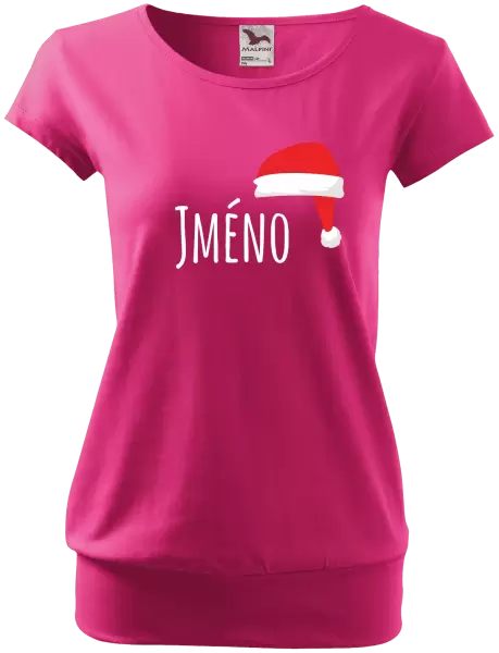 Vánoční těhotenské tričko Vánoční čepice - jméno
