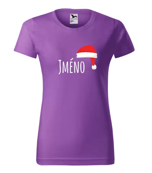 Dámské vánoční tričko Vánoční čepice - jméno