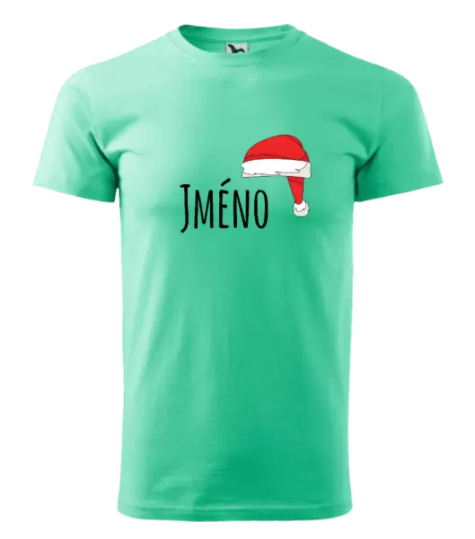 Pánské vánoční tričko Vánoční čepice - jméno