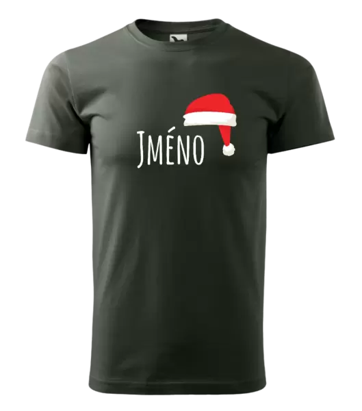 Pánské vánoční tričko Vánoční čepice - jméno