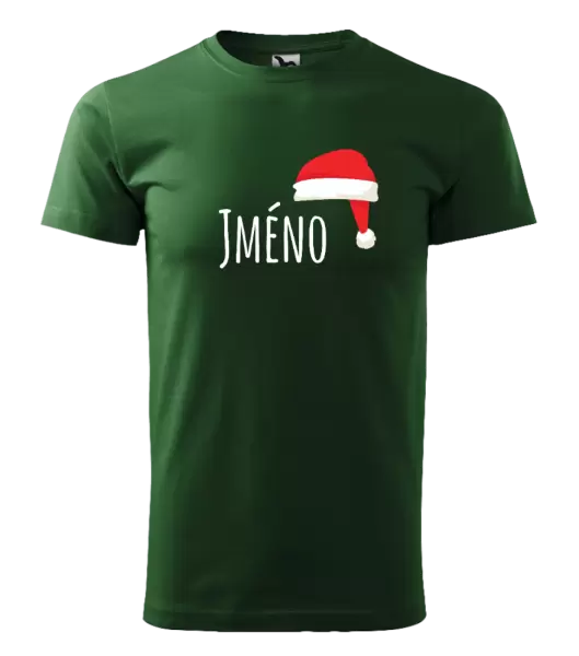 Pánské vánoční tričko Vánoční čepice - jméno