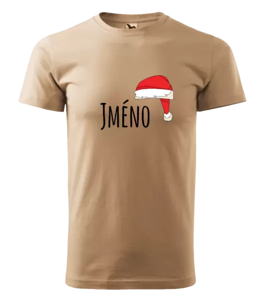 Pánské vánoční tričko Vánoční čepice - jméno