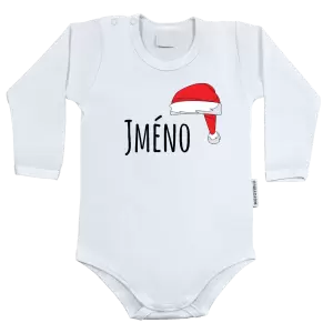 Dětské body s dlouhým rukávem Vánoční čepice - jméno