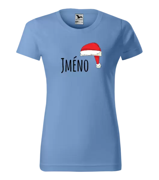 Dámské vánoční tričko Vánoční čepice - jméno