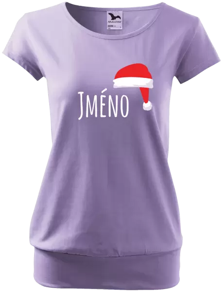 Dámské vánoční tričko Vánoční čepice - jméno