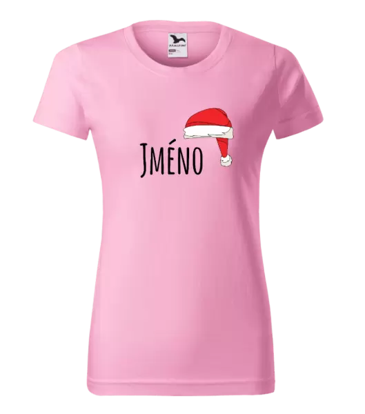 Dámské vánoční tričko Vánoční čepice - jméno