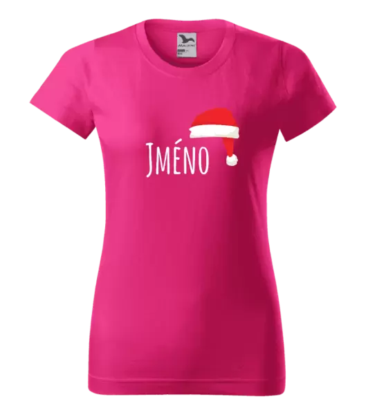 Dámské vánoční tričko Vánoční čepice - jméno