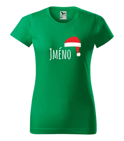 Dámské vánoční tričko Vánoční čepice - jméno