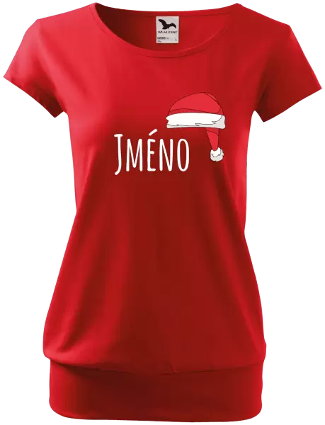 Vánoční těhotenské tričko Vánoční čepice - jméno