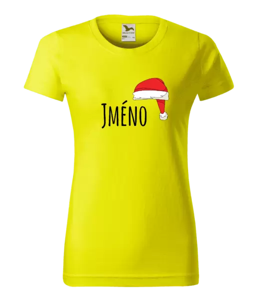 Dámské vánoční tričko Vánoční čepice - jméno