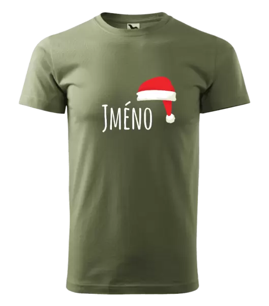 Pánské vánoční tričko Vánoční čepice - jméno