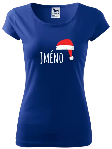 Dámské vánoční tričko Vánoční čepice - jméno