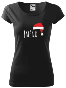 Dámské vánoční tričko Vánoční čepice - jméno