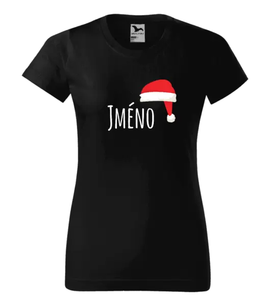 Dámské vánoční tričko Vánoční čepice - jméno