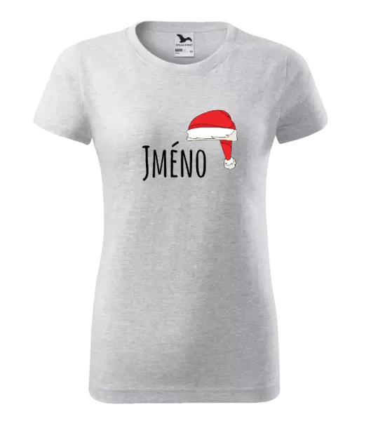 Dámské vánoční tričko Vánoční čepice - jméno