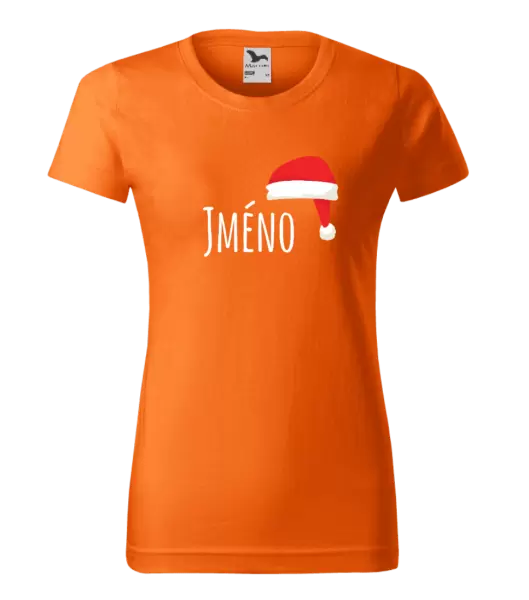 Dámské vánoční tričko Vánoční čepice - jméno