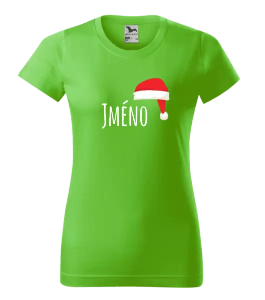 Dámské vánoční tričko Vánoční čepice - jméno