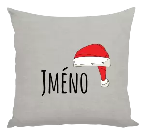 Vánoční polštář Vánoční čepice - jméno
