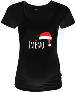 Vánoční těhotenské tričko Vánoční čepice - jméno