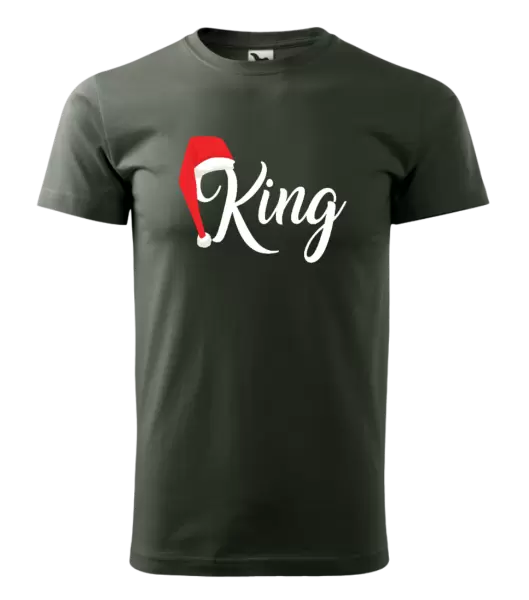 Pánské vánoční tričko Vánoční čepice - King