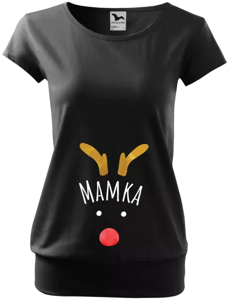 Vánoční těhotenské tričko Vánoční sob - mamka