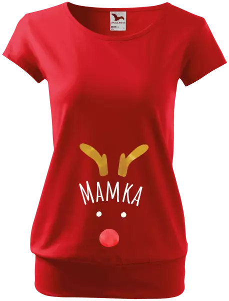 Vánoční těhotenské tričko Vánoční sob - mamka