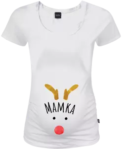 Vánoční těhotenské tričko Vánoční sob - mamka