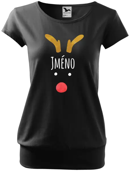 Dámské vánoční tričko Vánoční sob - jméno