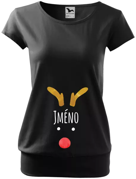 Vánoční těhotenské tričko Vánoční sob - jméno