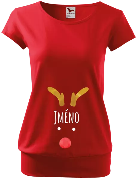 Vánoční těhotenské tričko Vánoční sob - jméno