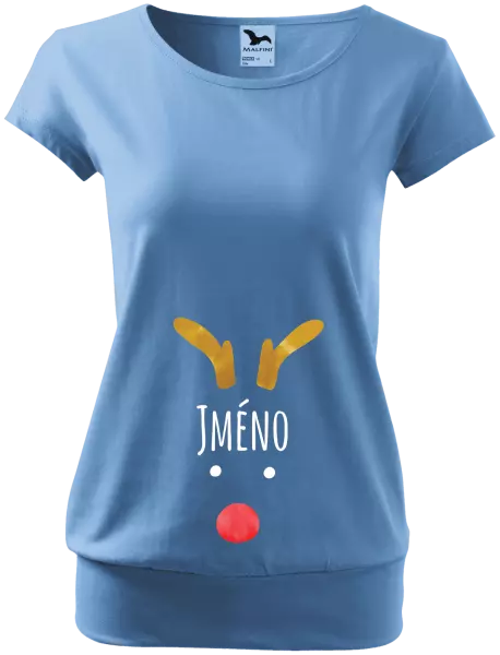 Vánoční těhotenské tričko Vánoční sob - jméno