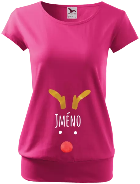 Vánoční těhotenské tričko Vánoční sob - jméno