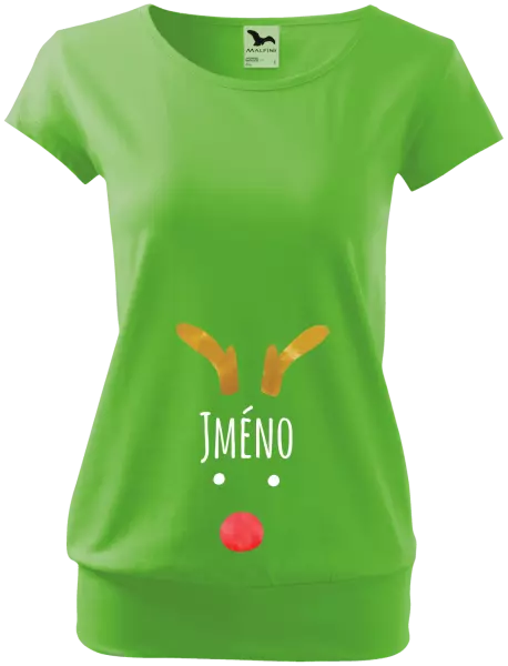 Vánoční těhotenské tričko Vánoční sob - jméno
