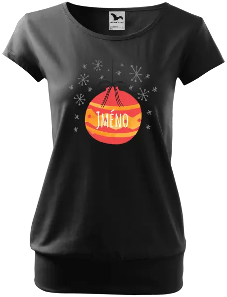Dámské vánoční tričko Vánoční ozdoba - jméno