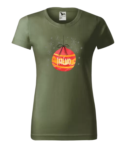 Dámské vánoční tričko Vánoční ozdoba - jméno