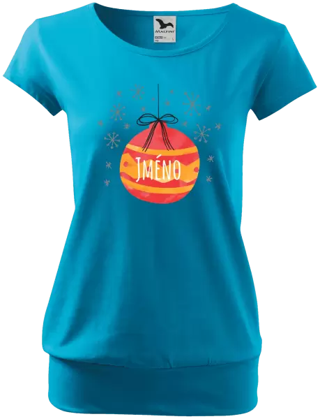 Dámské vánoční tričko Vánoční ozdoba - jméno