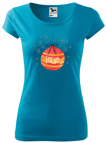 Dámské vánoční tričko Vánoční ozdoba - jméno