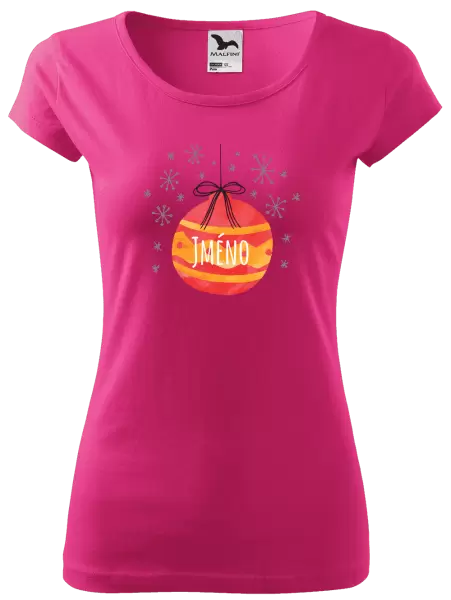 Dámské vánoční tričko Vánoční ozdoba - jméno
