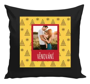 Vánoční polštář Žluté pozadí se stromečky