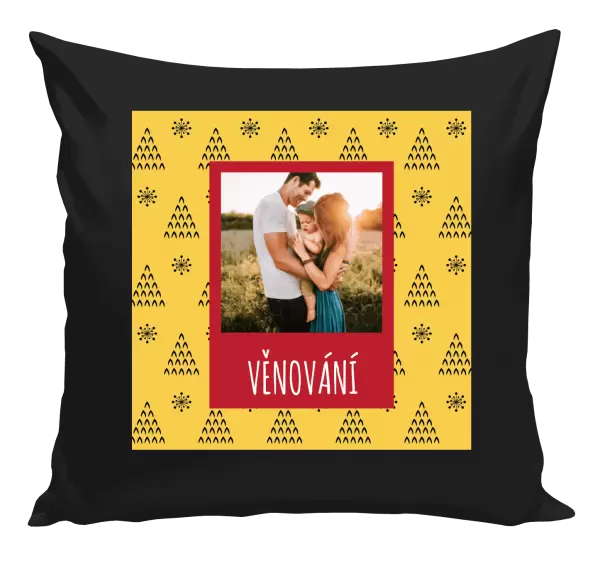 Vánoční polštář Žluté pozadí se stromečky