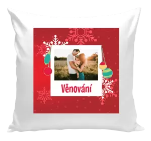 Vánoční polštář Vločky na červeném pozadí
