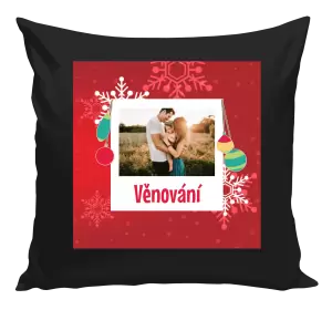Vánoční polštář Vločky na červeném pozadí