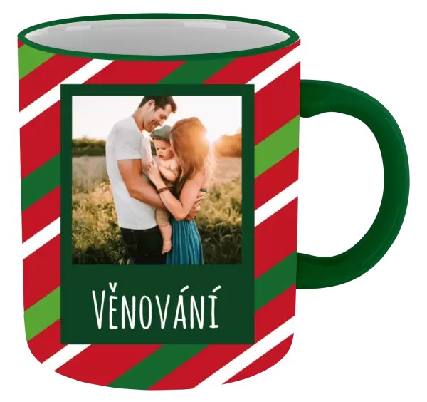 Vánoční hrnek Červené a zelené pruhy