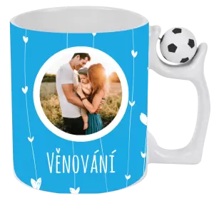 Vánoční hrnek Lístečky na modrém pozadí