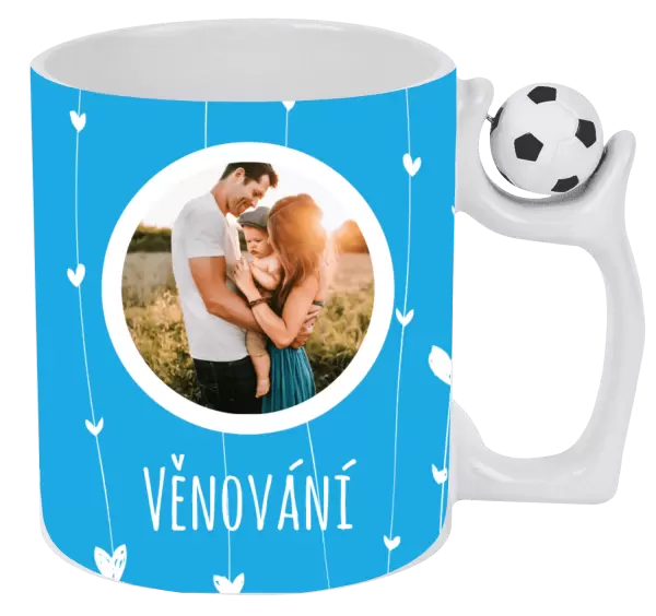 Vánoční hrnek Lístečky na modrém pozadí