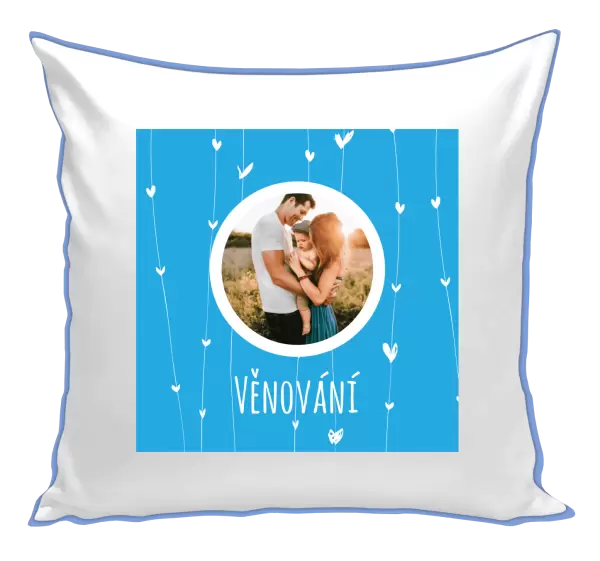 Vánoční polštář Lístečky na modrém pozadí