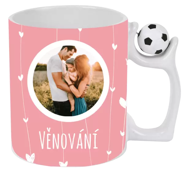 Vánoční hrnek Lístečky na růžovém pozadí