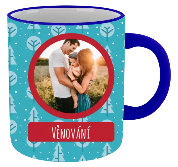 Vánoční hrnek Modré stromečky